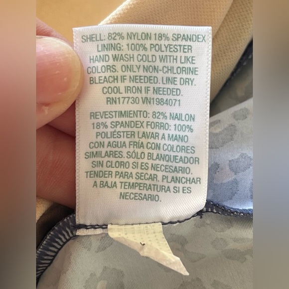 Kona Sol Navy Leopard Print Swim Tankini Top Size XL Plunge V-Neck - Picture 5 of 6